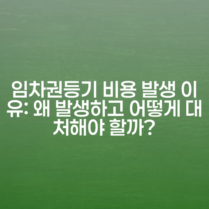 임차권등기 비용 발생 이유: 왜 발생하고 어떻게 대처해야 할까?